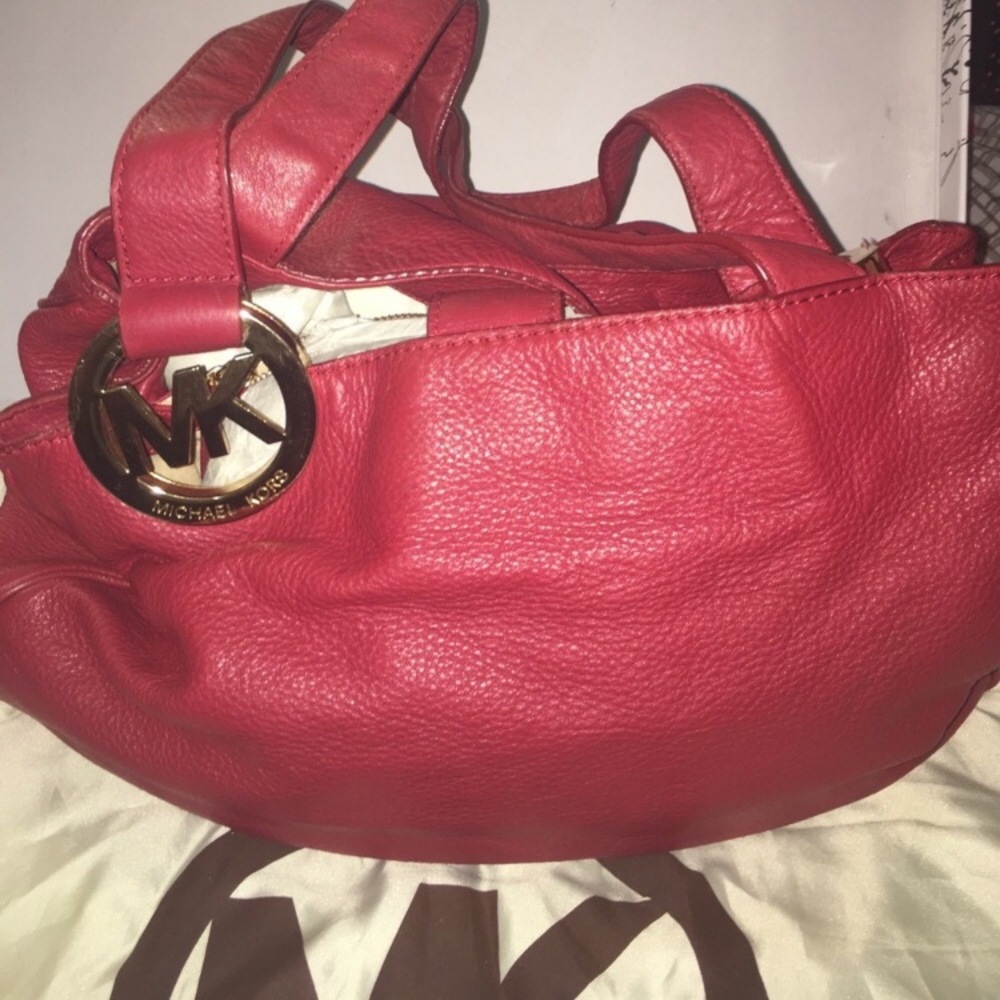Soft Red Leather Michael Kors Bag.